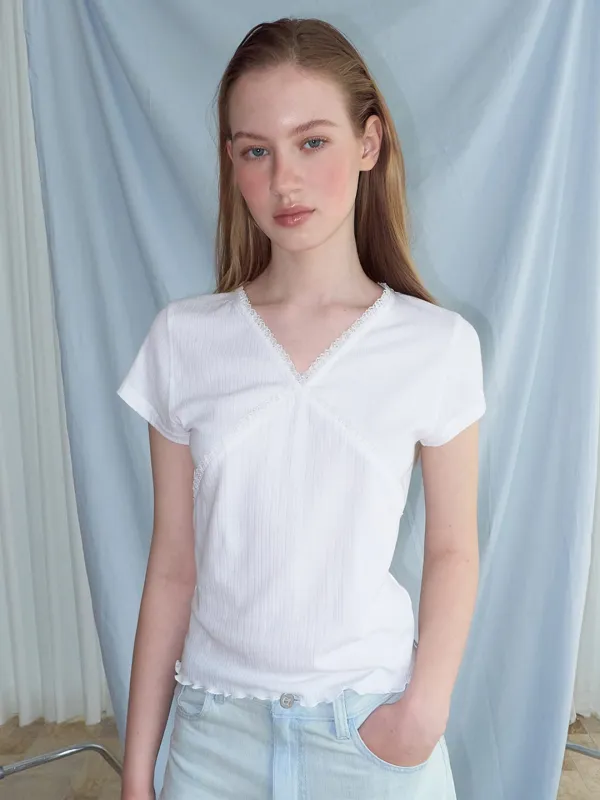 Cross Lace T-Shirt, White