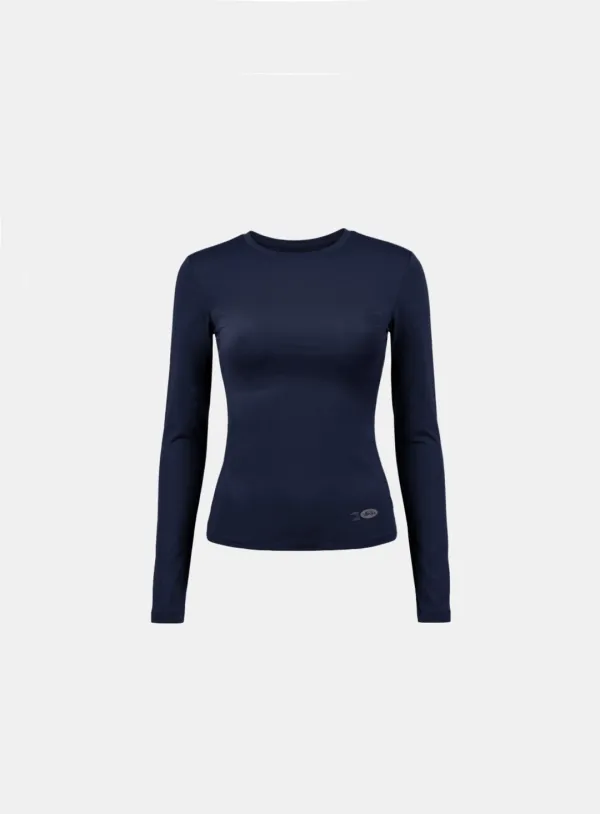 [w-tee26-086] Everyday Crew Neck Long Sleeve T-Shirt - Navy