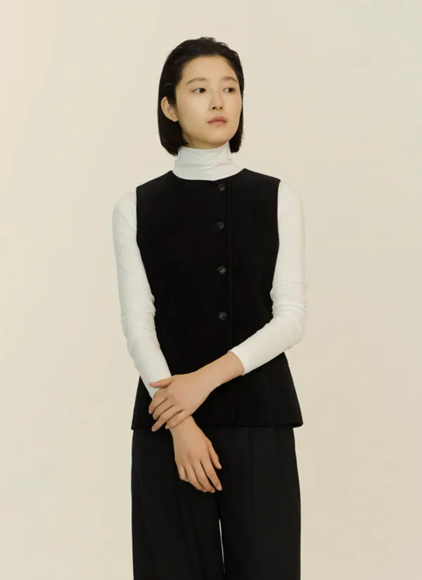 [7차 리오더] velour layer vest_bk