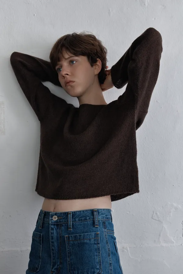90\'s boatneck knit - brown