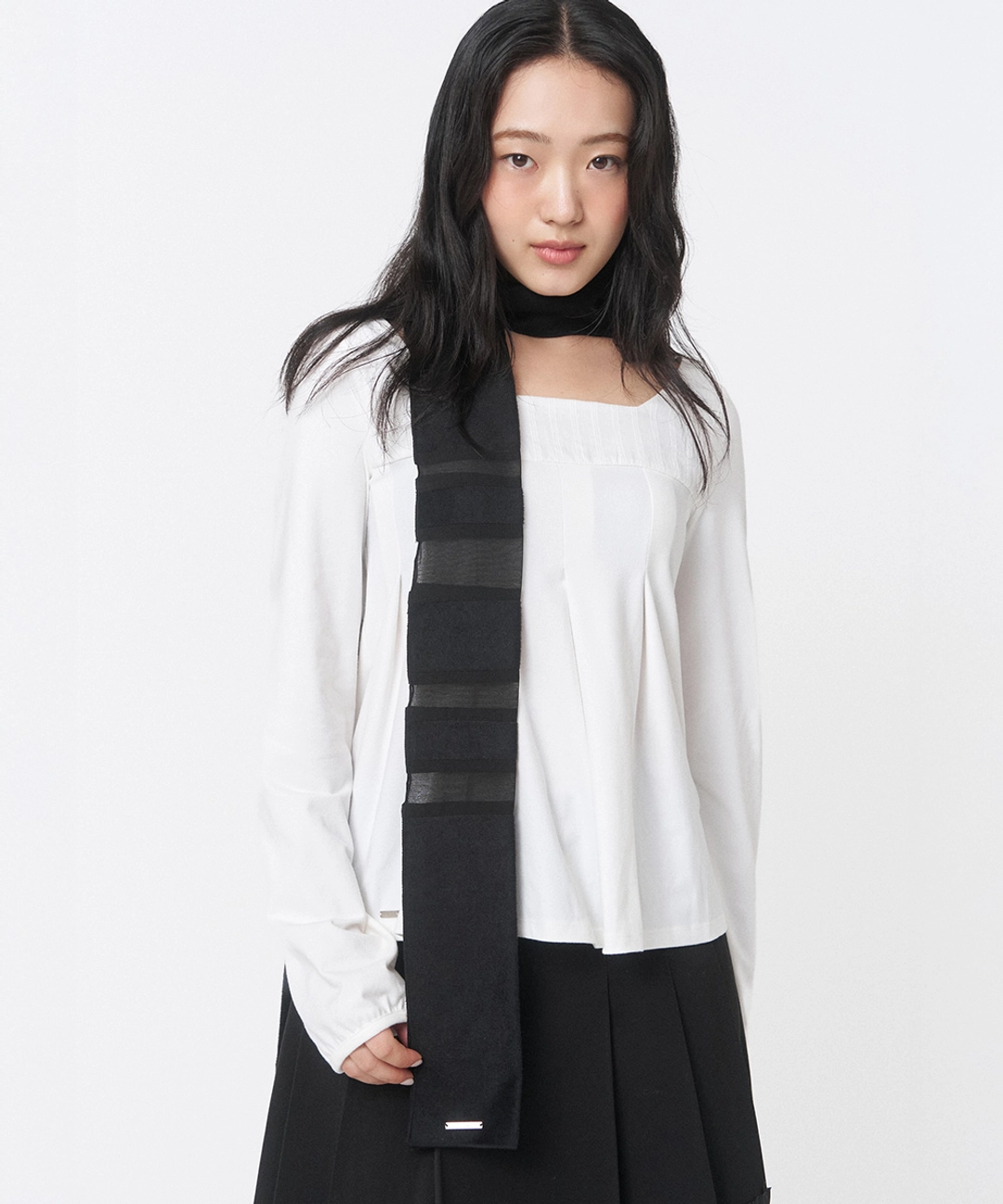 미세키서울 Mixed layer muffler BLACK 상품 이미지 2