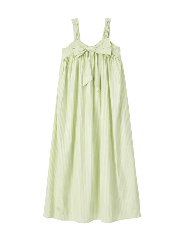 Ribbon Point Sleeveless Long Dress_ Green