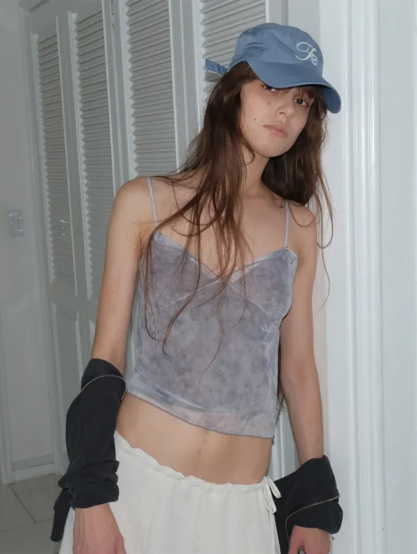 [2nd] Antique rose cami mesh top - grey