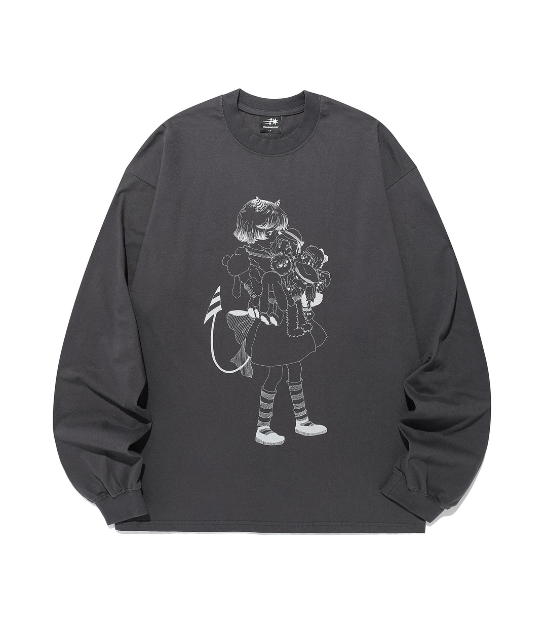나이스고스트클럽 little devil girl drawing big big l/s tee[charcoal] 상품 이미지 2