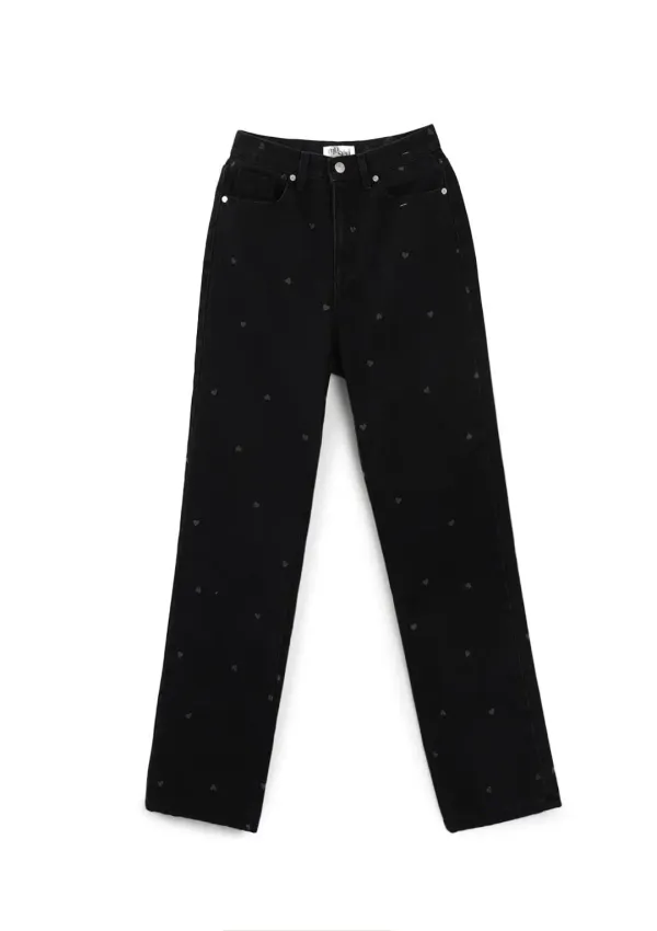 Mused Heart Bleach Jeans - Black