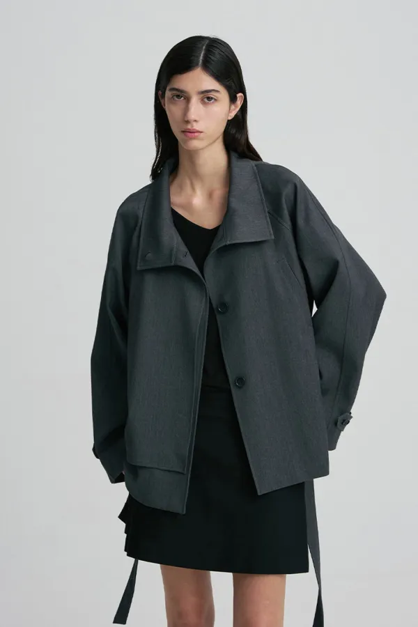 WOOL-SILK BLEND TRENCH COAT
