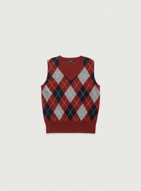 Caden Argyle Knit Vest_Burgundy