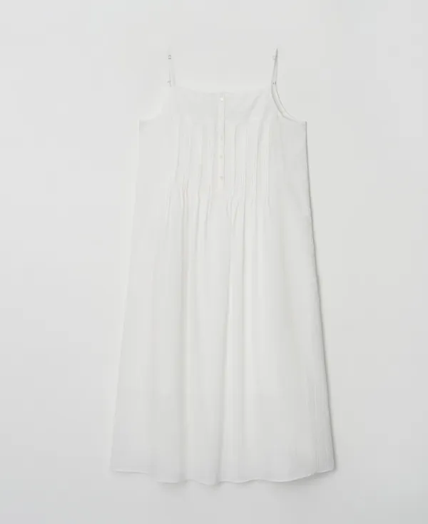 Pintuck Button Slip Dress_WHITE