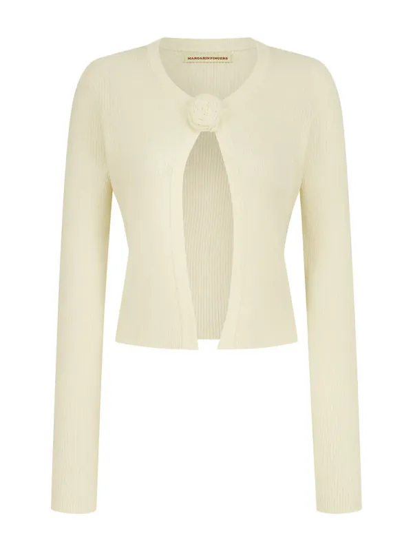 ROSE CORSAGE CARDIGAN (LIGHT YELLOW)