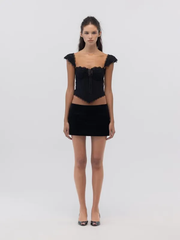 MATTE CRACK MINI SKIRT (BLACK)