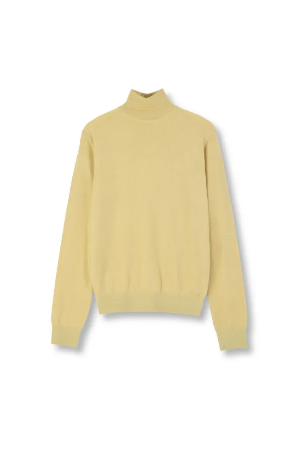 W Merino Wool Turtle Neck Knit, Yellow