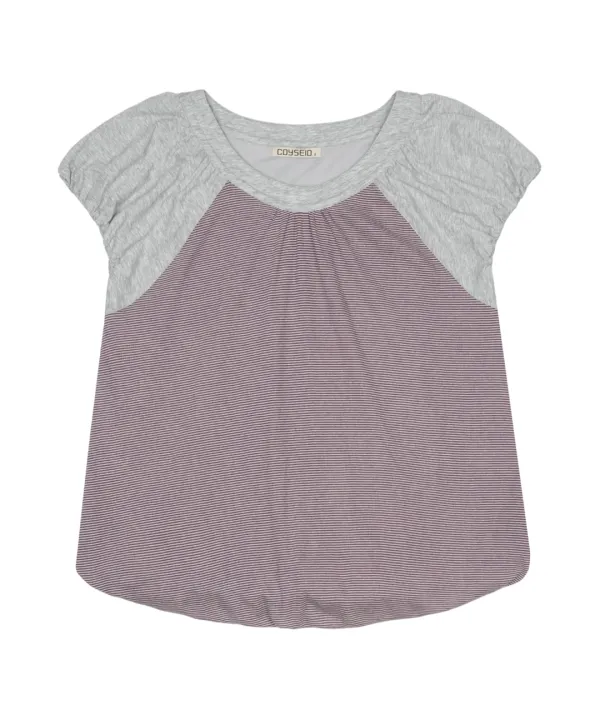 PUFF SHIRRING T-SHIRT MELANGE GREY