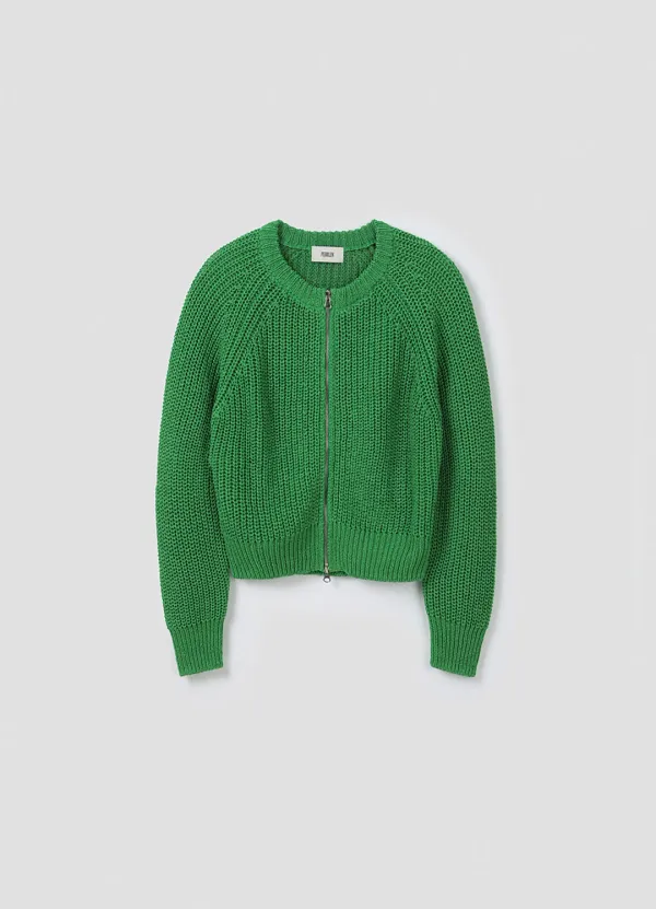 [Limited] Paper Two-Way Zip Up Cardigan - Green