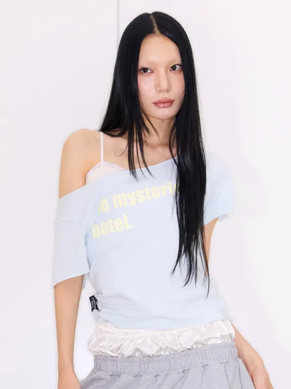 HOTEL OFF-SHDR TOP - BLUE