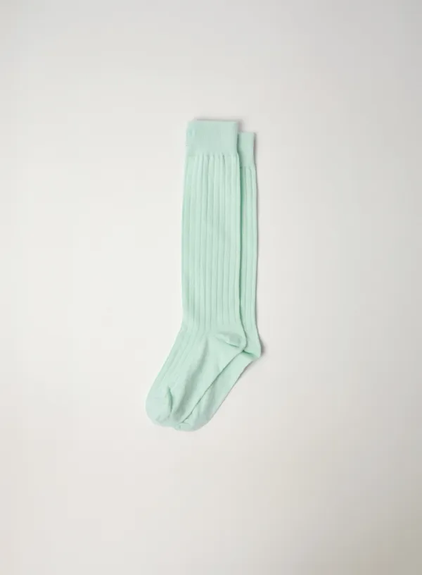 (W) See-through Ribbed Socks - Mint