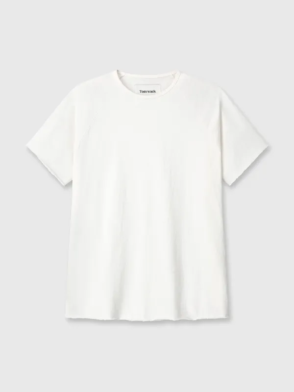 RAW EDGE WASHED T-SHIRT_ OFF WHITE