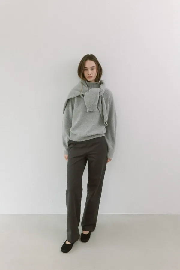SOFT BRUSHED SLIM PANTS [ CHARCOAL / BLACK ]