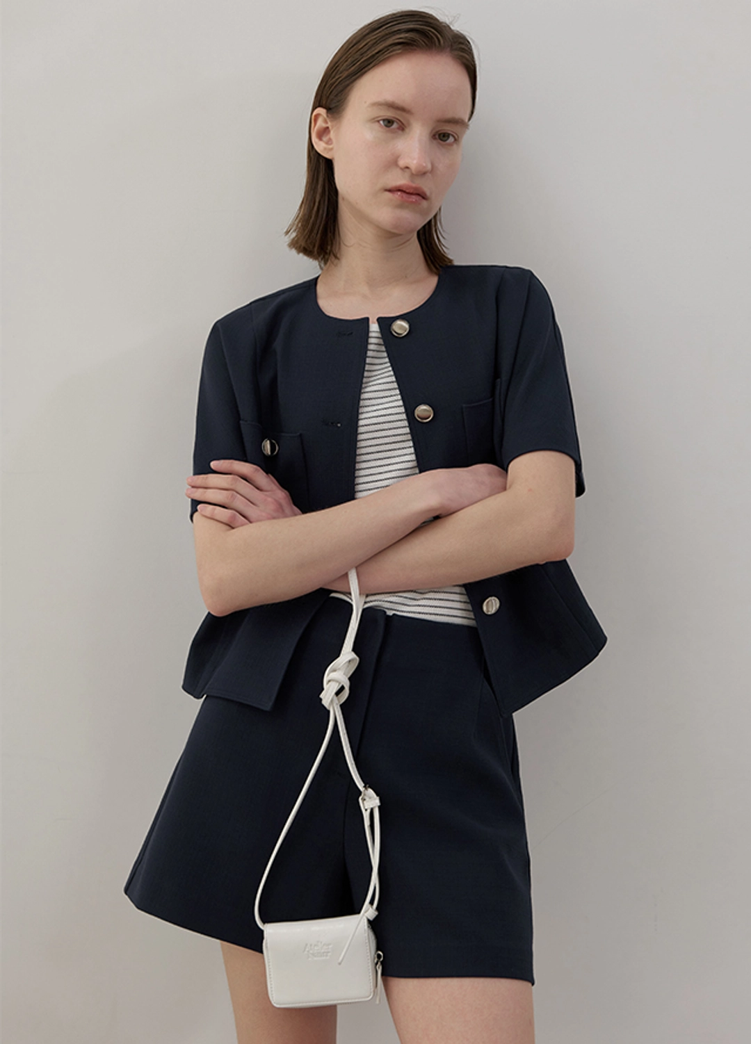 아뜰리에 나인 (PT-5535)OUI TWEED SET-UP SHORT PANTS 상품 이미지 3
