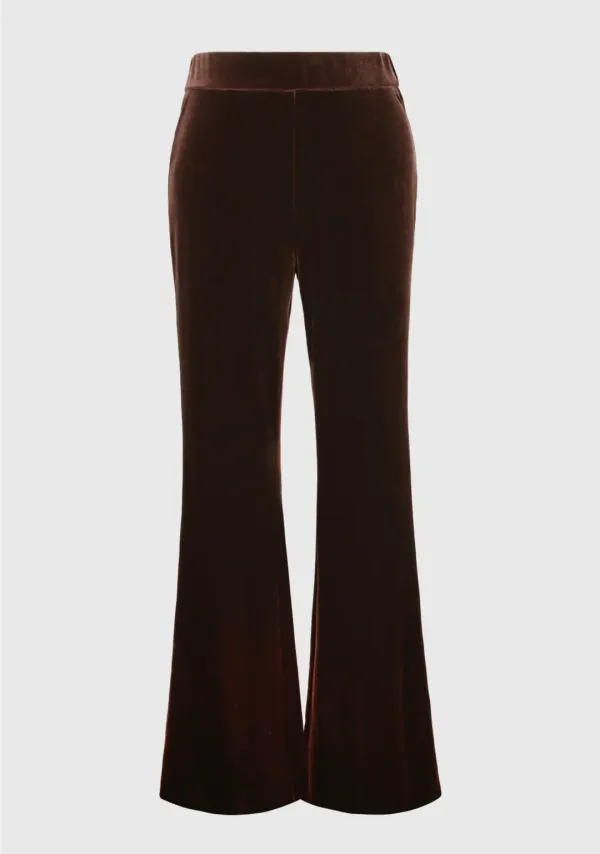 15th) Stella Velvet Flared Pants Brown