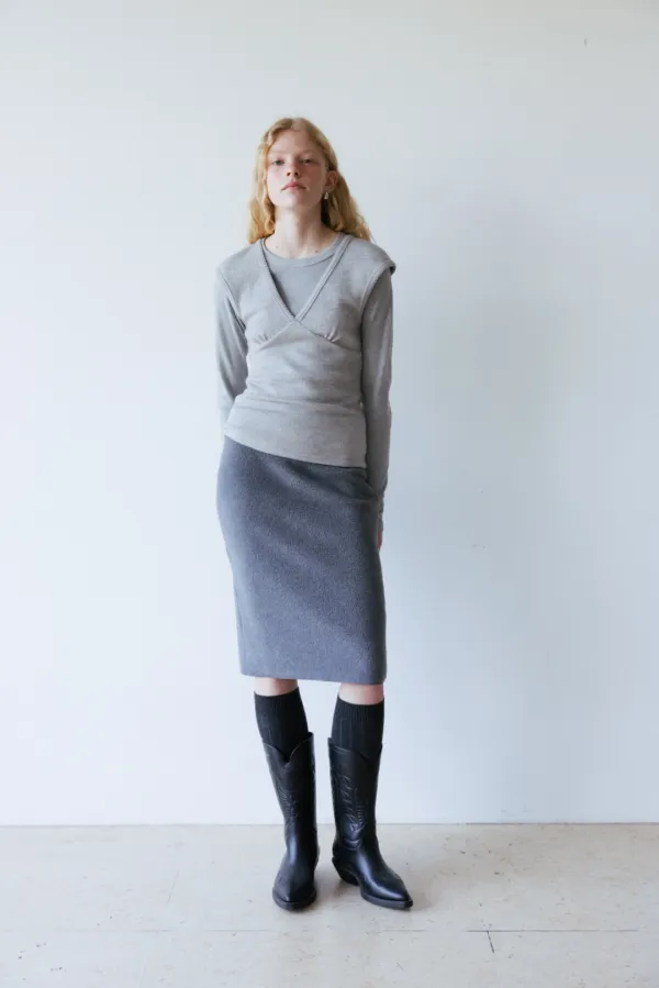 Lounge Fleece Midi Skirt (Dark Gray)