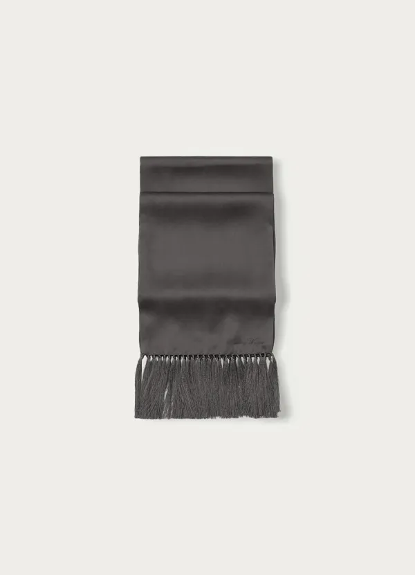 Tassel silk scarf (Charcoal)