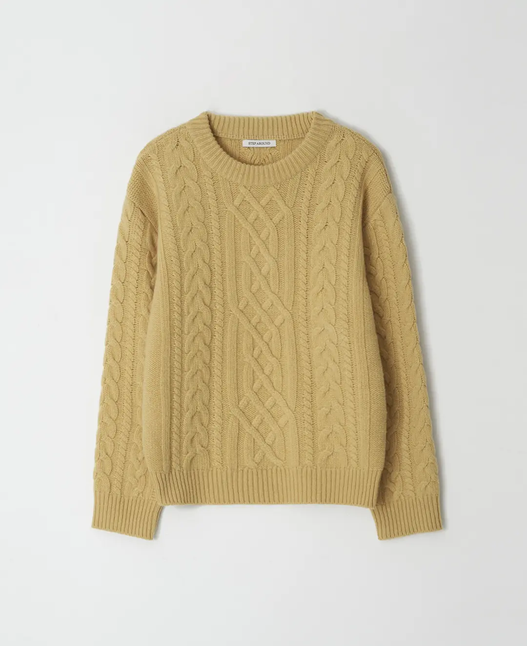 스텝어라운드 Cashmere Cable Loose Fit Knit_MUSTARD 상품 이미지 1