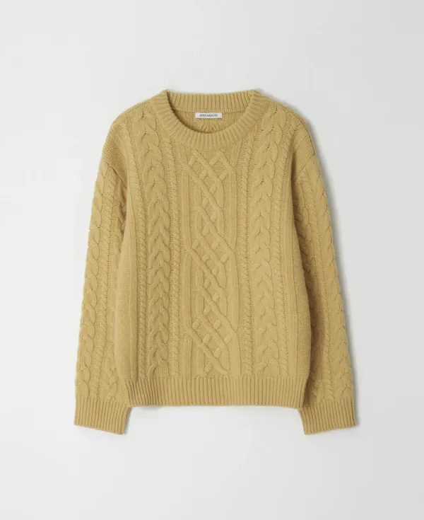 Cashmere Cable Loose Fit Knit_MUSTARD