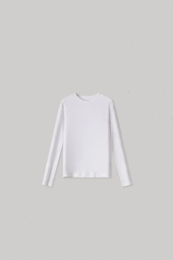 33932_Soft Ribbed Neck Long Sleeve T-Shirt