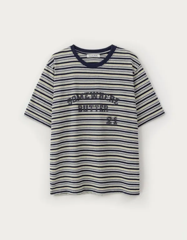 Stripe 21 Square Logo Over-Fit Top - Grey