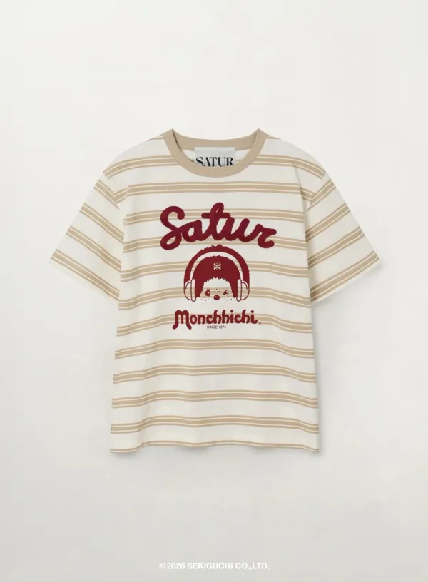 Satur X Monchhichi Stripe T-Shirt - Cream