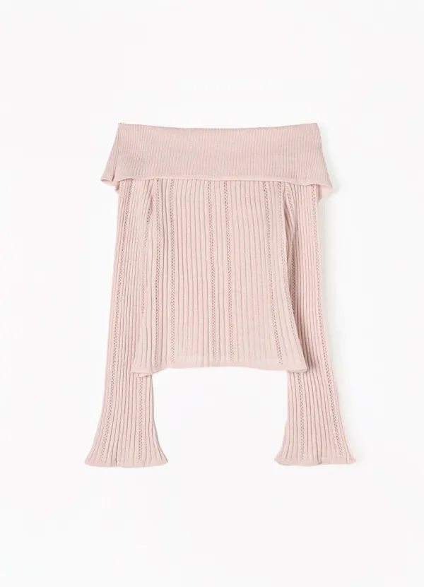 2ND Alpaca Frill Off-Shoulder Knit(Pink)