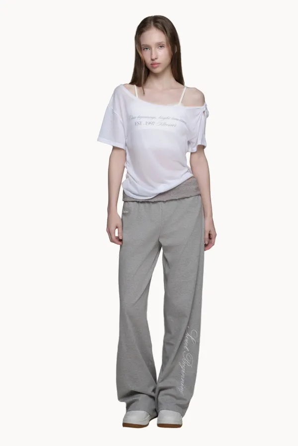 Powder sheer ribbon top, White