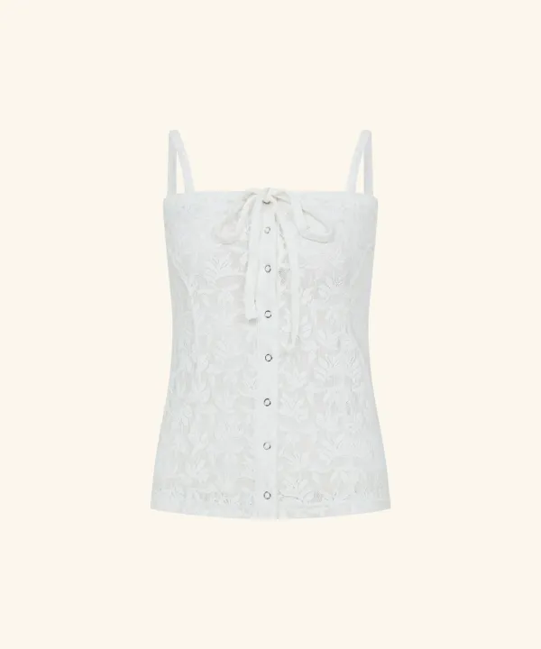Ginger Flower Sleeveless Top ( Cream )