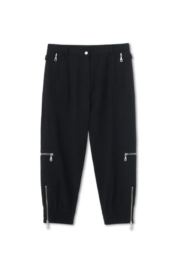 SOLID WOOL ZIP PANTS (BLACK)