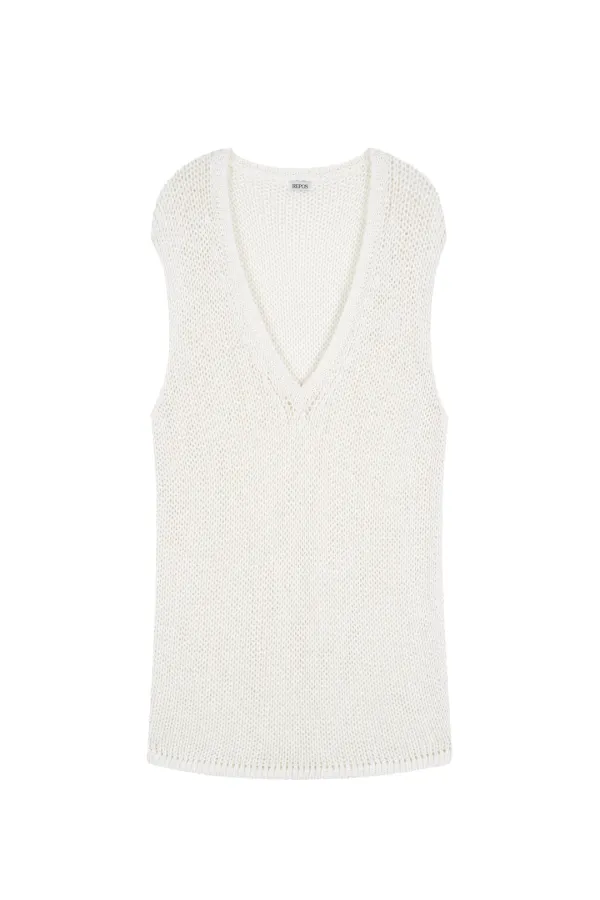 OVERSIZED PAPER COTTON VEST (IVORY)