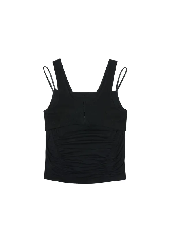[2ND] DOUBLE LAYER SLEEVELESS, BLACK