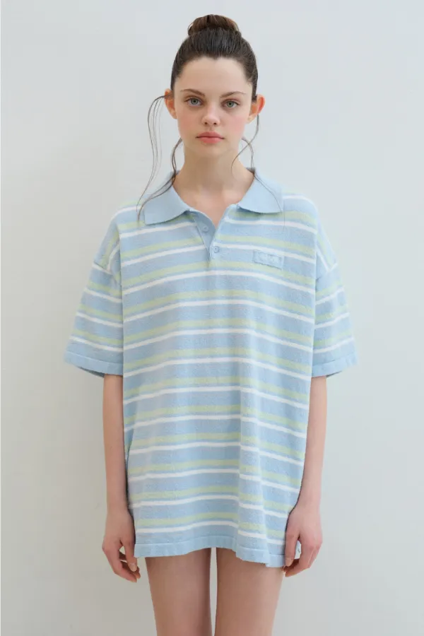 OVERFIT COLLAR KNIT (BLUE & MINT)