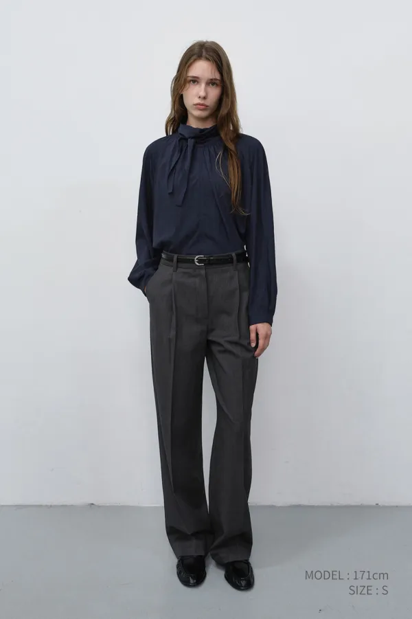 TIE BLOUSE NAVY_UDBL6C203N2