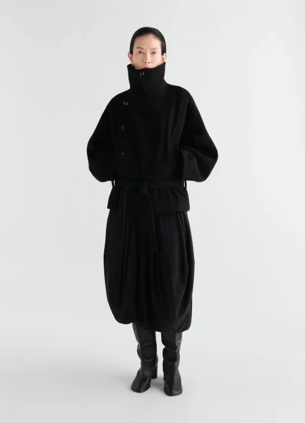 SHORT WRAP COAT IN FELTED WOOL AND ALPACA BLEND