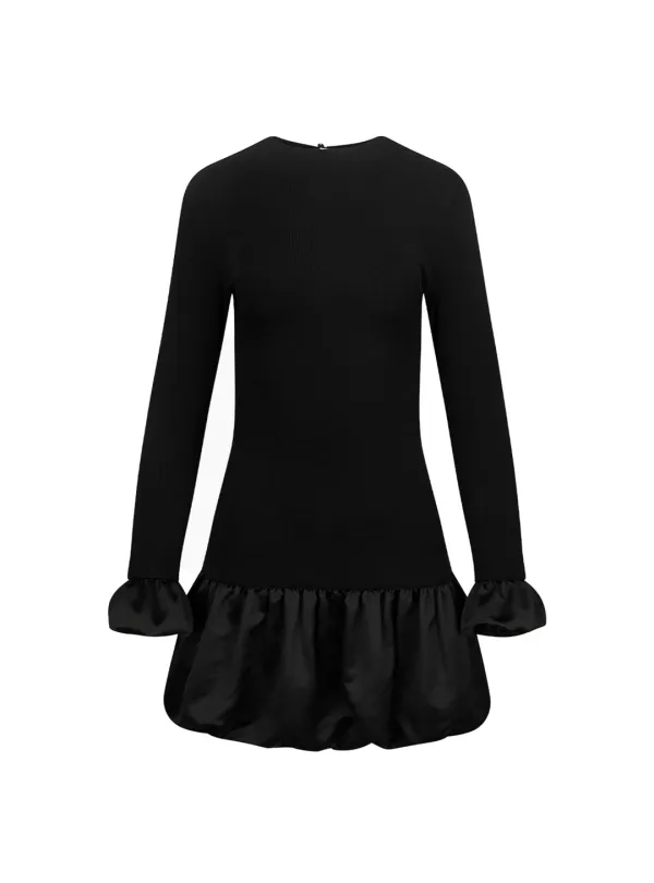 PUFF JERSEY DRESS (BLACK)