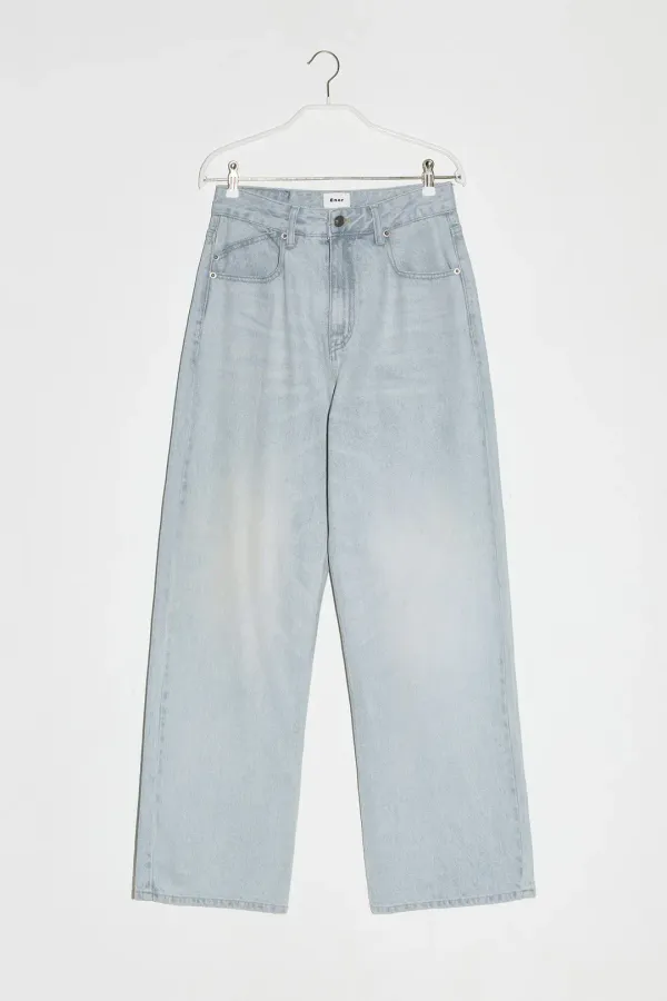 LOOSE FIT WASHED DENIM PANTS - LIGHT BLUE