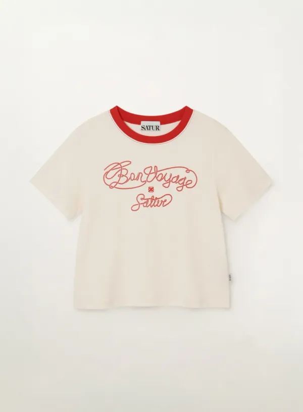 (W) New Bon Voyage Graphic T-Shirt - Cream