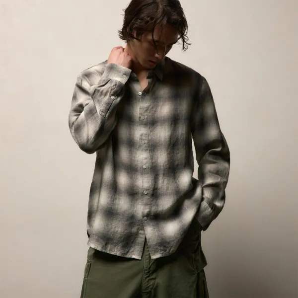 Plaid Linen Shirt - Grey Plaid