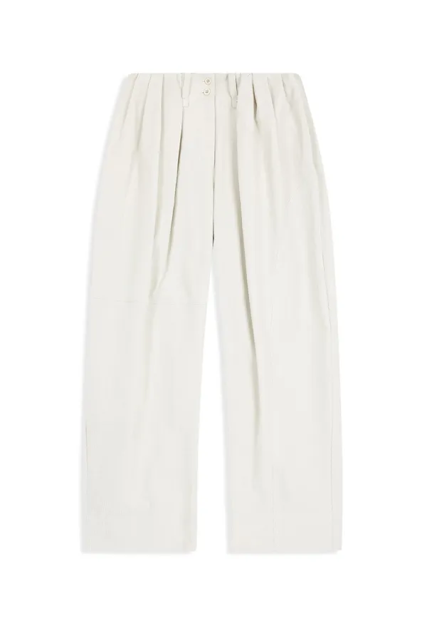CORDUROY FULL GATHER PANTS, IVORY