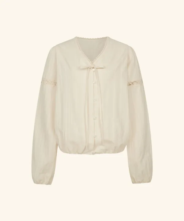 Garden Lace Banding Blouse ( Cream )