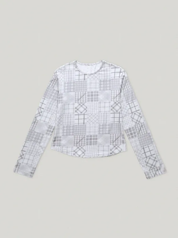 Shalott Check Patchwork Tee Pale Gray (4th)