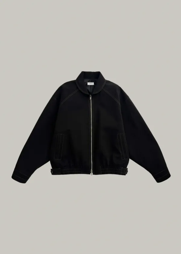 stitch collar bomber jumper (black)