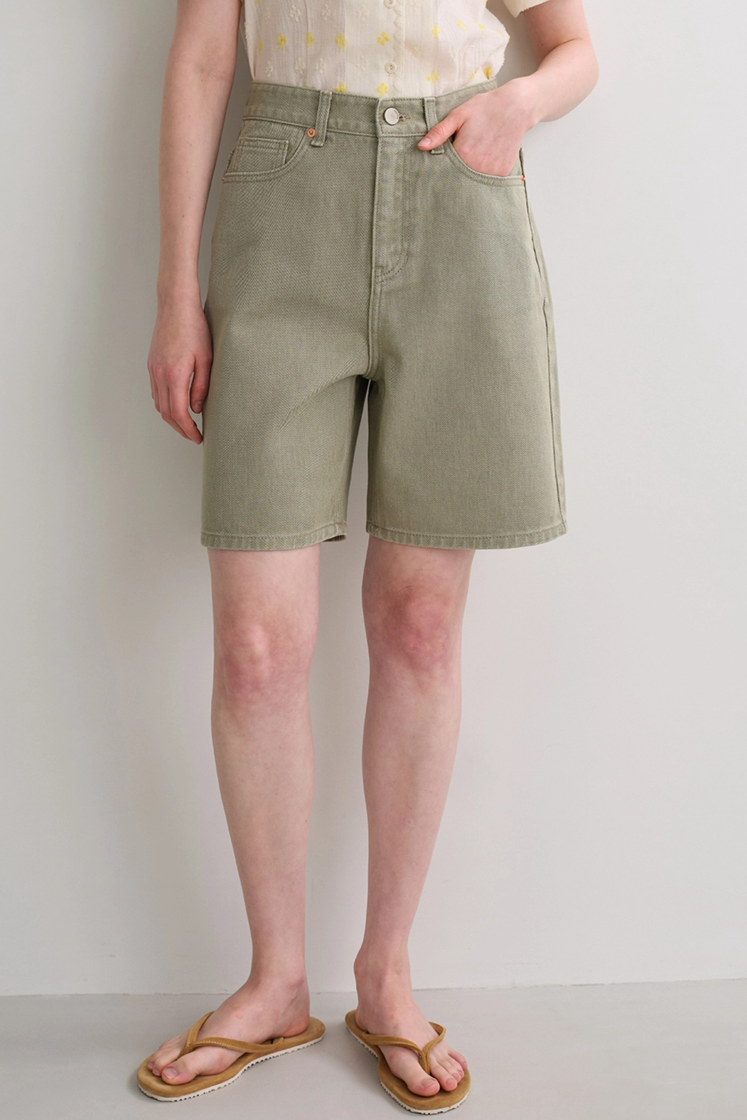 블랭크공삼 bermuda denim pants (vintage olive) 상품 이미지 1
