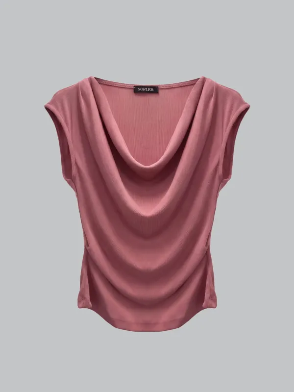 SANDY SHIRRING TOP_MUTED PINK