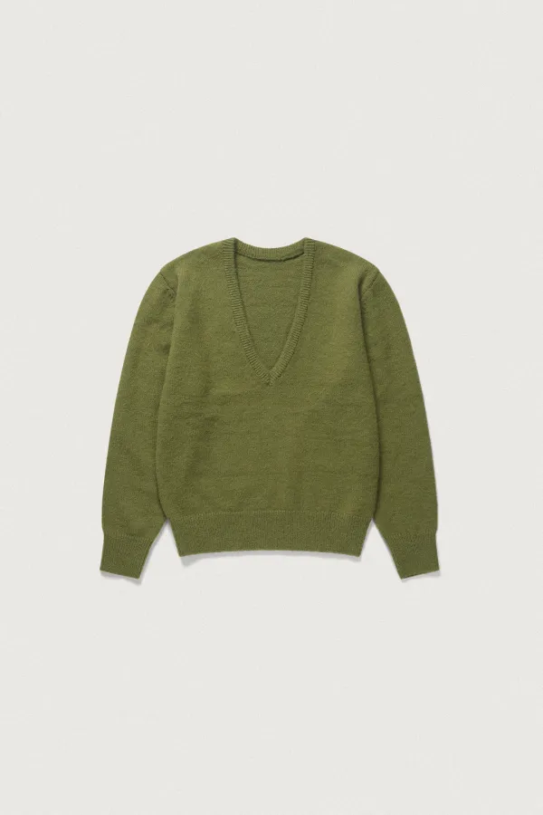 DELIA WOOL V-NECK KNIT [MUTED OLIVE]